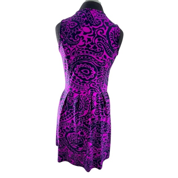 Jude Connally Black Purple Floral Catalina Cloth Jersey Sleeveless Dress Small - Picture 3 of 8